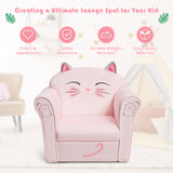 NNECW Cat Pattern Kids Armchair with Wooden Frame for Baby Room