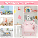 NNECW Cat Pattern Kids Armchair with Wooden Frame for Baby Room