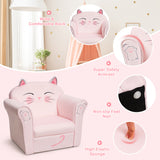 NNECW Cat Pattern Kids Armchair with Wooden Frame for Baby Room