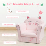 NNECW Cat Pattern Kids Armchair with Wooden Frame for Baby Room