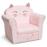 NNECW Cat Pattern Kids Armchair with Wooden Frame for Baby Room