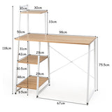 NNECW Computer Desk with 4-Tier Ladder Bookshelf and Sturdy Steel structure for Home and Office