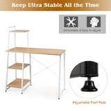 NNECW Computer Desk with 4-Tier Ladder Bookshelf and Sturdy Steel structure for Home and Office