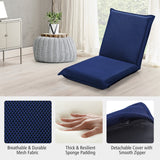NNECW Foldable Floor Chair with Robust Armchair for Watching TV-Navy