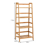 NNECW Freestanding 4-Tier Bamboo Plant Rack with Guardrails