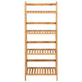 NNECW Freestanding 4-Tier Bamboo Plant Rack with Guardrails