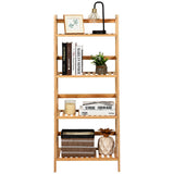 NNECW Freestanding 4-Tier Bamboo Plant Rack with Guardrails