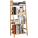 NNECW Freestanding 4-Tier Bamboo Plant Rack with Guardrails