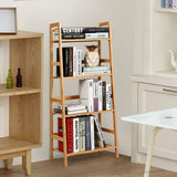 NNECW Freestanding 4-Tier Bamboo Plant Rack with Guardrails