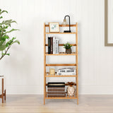 NNECW Freestanding 4-Tier Bamboo Plant Rack with Guardrails