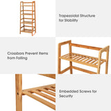 NNECW Freestanding 4-Tier Bamboo Plant Rack with Guardrails