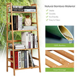 NNECW Freestanding 4-Tier Bamboo Plant Rack with Guardrails