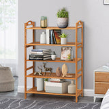 NNECW 5-Tier Bamboo Shoe Rack with Two Rounded Handles for Entryway