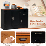 NNECW Buffet Sideboard Storage Cabinet with Spacious Table Top-Black