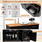NNECW Buffet Sideboard Storage Cabinet with Spacious Table Top-Black