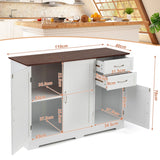 NNECW Buffet Sideboard Storage Cabinet with Spacious Table Top-White