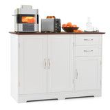 NNECW Buffet Sideboard Storage Cabinet with Spacious Table Top-White