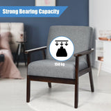 NNECW Modern Upholstered Linen Fabric Accent Sofa Chair with Wooden Armrest-Grey