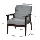 NNECW Modern Upholstered Linen Fabric Accent Sofa Chair with Wooden Armrest-Grey