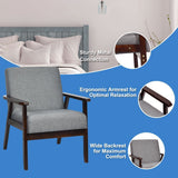 NNECW Modern Upholstered Linen Fabric Accent Sofa Chair with Wooden Armrest-Grey