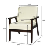 NNECW Modern Upholstered Linen Fabric Accent Sofa Chair with Wooden Armrest-Beige