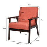 NNECW Modern Upholstered Linen Fabric Accent Sofa Chair with Wooden Armrest-Orange