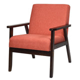 NNECW Modern Upholstered Linen Fabric Accent Sofa Chair with Wooden Armrest-Orange