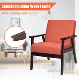 NNECW Modern Upholstered Linen Fabric Accent Sofa Chair with Wooden Armrest-Orange