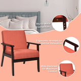 NNECW Modern Upholstered Linen Fabric Accent Sofa Chair with Wooden Armrest-Orange