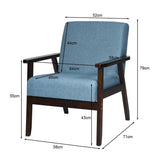 NNECW Modern Upholstered Linen Fabric Accent Sofa Chair with Wooden Armrest-Blue