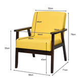 NNECW Modern Upholstered Linen Fabric Accent Sofa Chair with Wooden Armrest-Yellow