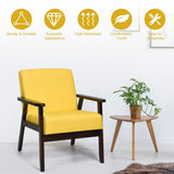 NNECW Modern Upholstered Linen Fabric Accent Sofa Chair with Wooden Armrest-Yellow