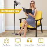NNECW Modern Upholstered Linen Fabric Accent Sofa Chair with Wooden Armrest-Yellow