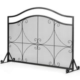 NNECW Single Panel Fireplace Screen with Metal Mesh for Baby or Pet Safe
