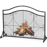 NNECW Single Panel Fireplace Screen with Metal Mesh for Baby or Pet Safe