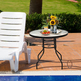 NNECW Round Coffee Table with Umbrella Hole for Patio & Garden & Balcony