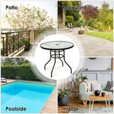 NNECW Round Coffee Table with Umbrella Hole for Patio & Garden & Balcony