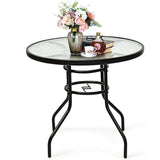 NNECW Round Coffee Table with Umbrella Hole for Patio & Garden & Balcony
