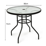 NNECW Round Coffee Table with Umbrella Hole for Patio & Garden & Balcony