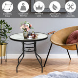 NNECW Round Coffee Table with Umbrella Hole for Patio & Garden & Balcony