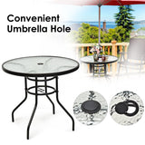 NNECW Round Coffee Table with Umbrella Hole for Patio & Garden & Balcony