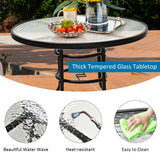 NNECW Round Coffee Table with Umbrella Hole for Patio & Garden & Balcony