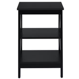 NNECW 3-Tier X-Design Nightstand Side Table with Stable Structure-Black