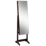 NNECW Jewelry Cabinet with Adjustable Full Length Mirror &amp Shelves &amp Lock-Brown