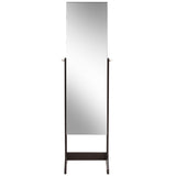 NNECW Jewelry Cabinet with Adjustable Full Length Mirror &amp Shelves &amp Lock-Brown