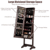 NNECW Jewelry Cabinet with Adjustable Full Length Mirror &amp Shelves &amp Lock-Brown