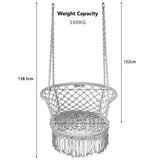 NNECW Folding Hanging Chair with Braided Brushes up to 160kg Loadable-Grey