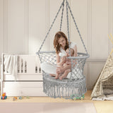 NNECW Folding Hanging Chair with Braided Brushes up to 160kg Loadable-Grey