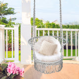 NNECW Folding Hanging Chair with Braided Brushes up to 160kg Loadable-Grey