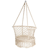 NNECW Folding Hanging Chair with Braided Brushes up to 160kg Loadable-Beige